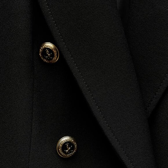 New ZARA TAILORED DOUBLE BREASTED BLAZER Black | Size Large - Picture 6 of 16